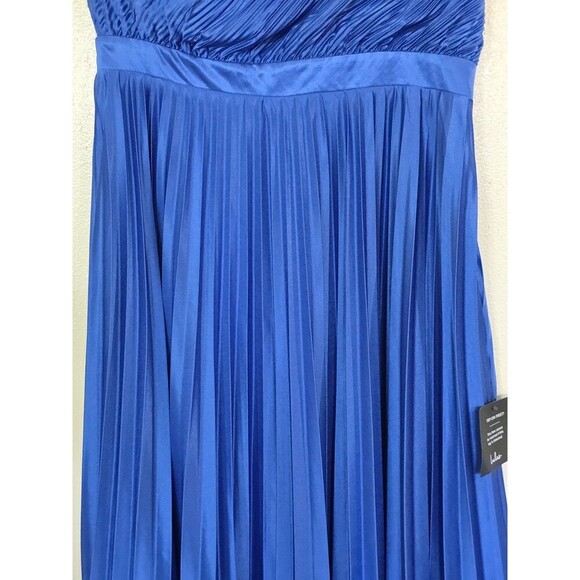 Lulu's Alluring Marvel Royal Blue Pleated Satin One-Shoulder Midi Dress LARGE - Picture 6 of 10